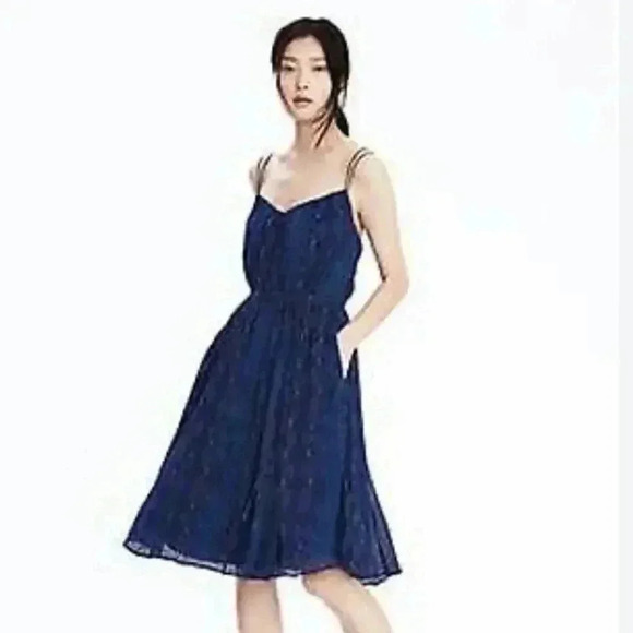 NWT Banana Republic Strappy Crossback Dress, Blue, Snake-Print, Size xs petite - Picture 6 of 6